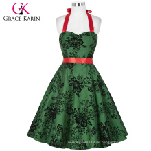 Grace Karin Damen Short Halter NT Taft Günstige Green Retro Vintage Kleid 50s CL008963-4